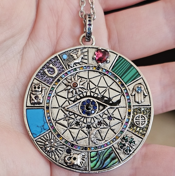 925 SILVER LUCKY FORTUNE CRYSTAL EVIL EYE HAMSA TURQUOISE HORSESHOE MOON HEART - Picture 14 of 14